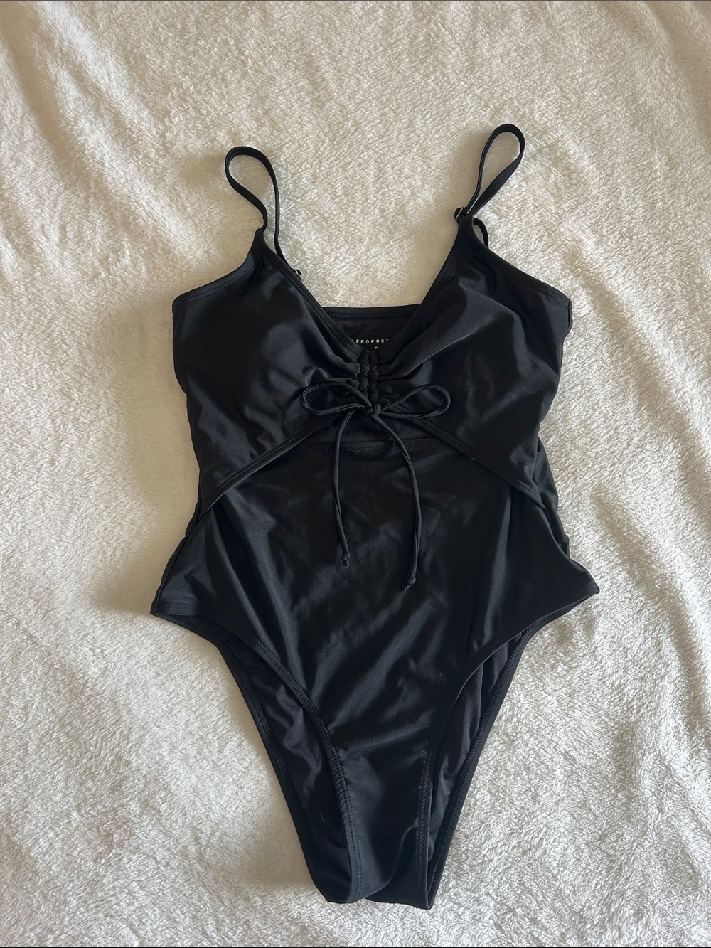 Aeropostale Black Lace-Up One-Piece Swimsuit